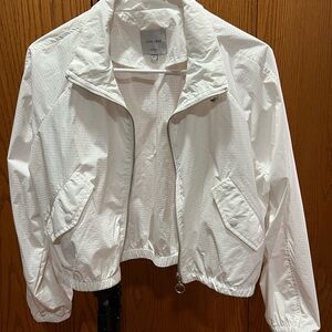 Love Tree White Bomber Jacket with Cropped Silhouette